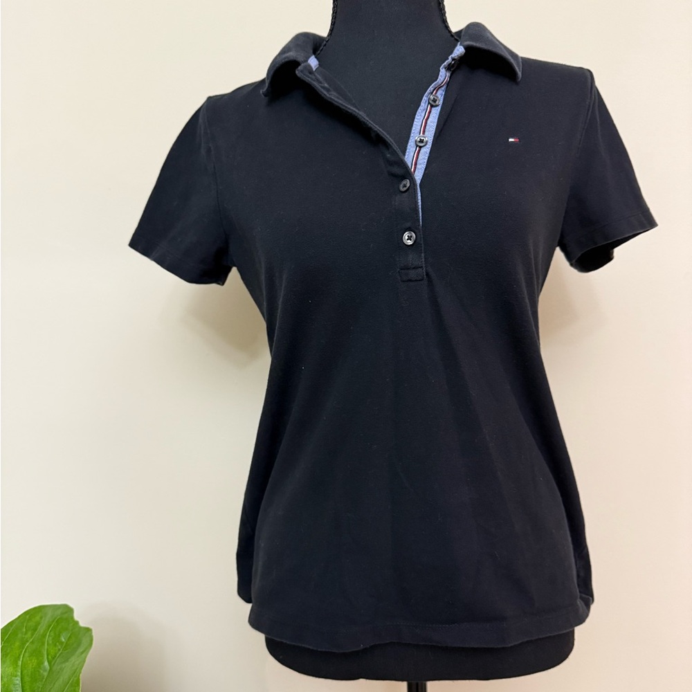 Tommy Hilfiger Women's Black Polo Shirt Small